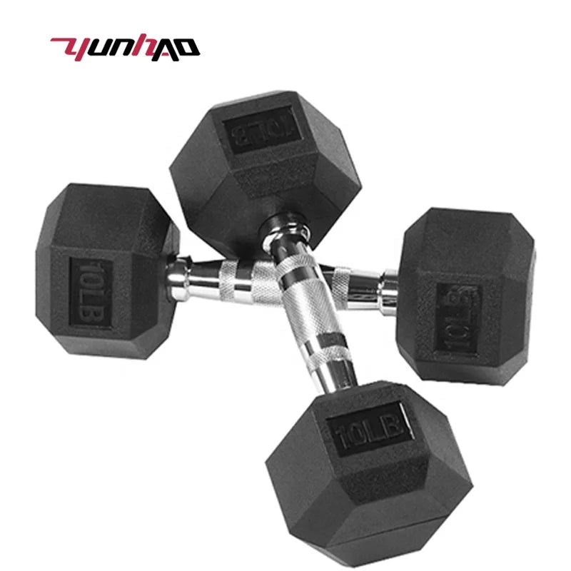 Factory Custom Wholesale Gym Fitness Equipment Rubber Hex Dumbbell