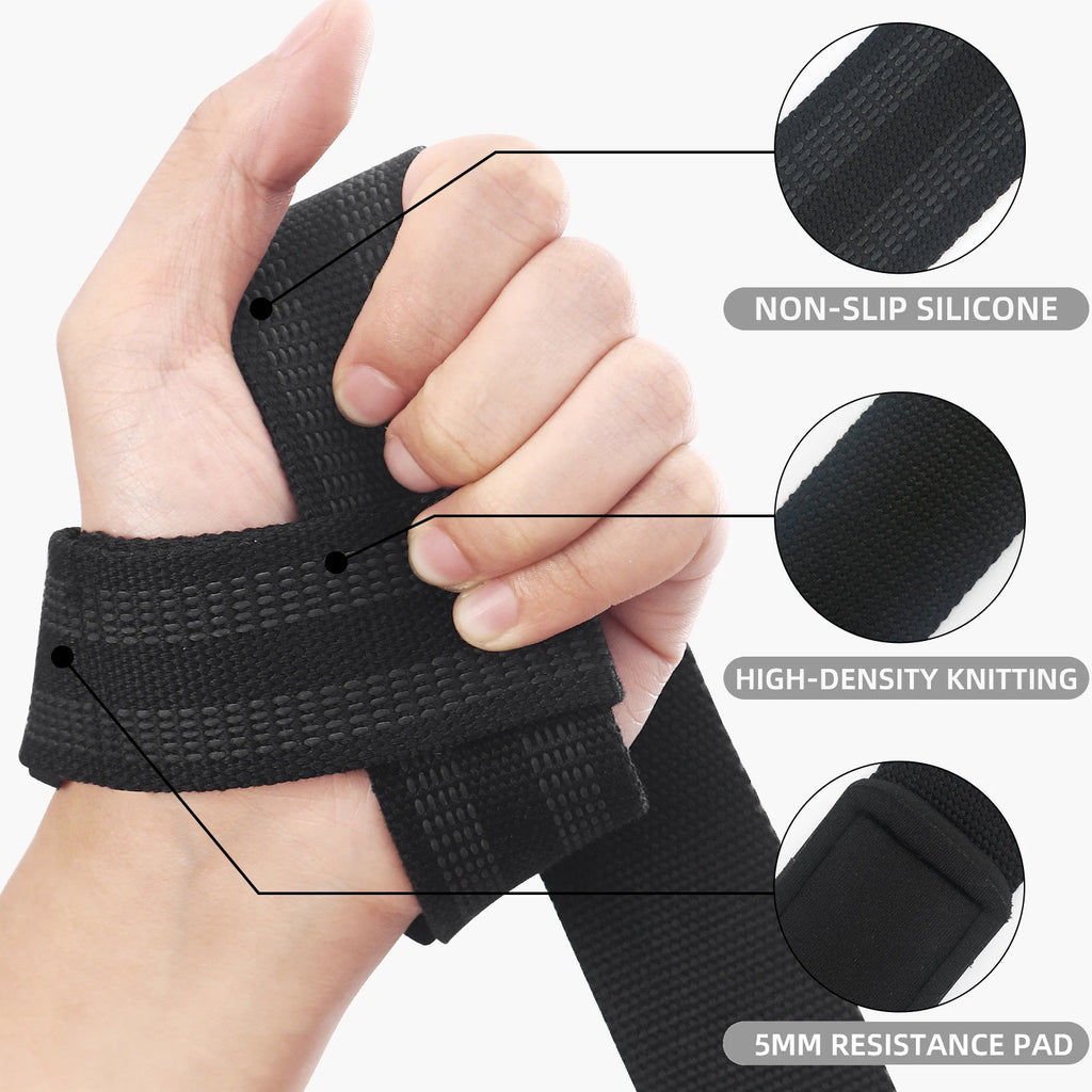 Black Latex Wrist Straps Weightlifting with Resistance Pad Non-slip Gym Wrist Wraps Exercise Fitness Wrist Wraps