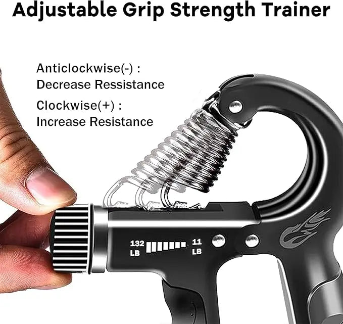 Grip Strength Trainer ABS, 11-132 Lbs, Forearm Strengthener, Hand Squeezer Adjustable Resistance
