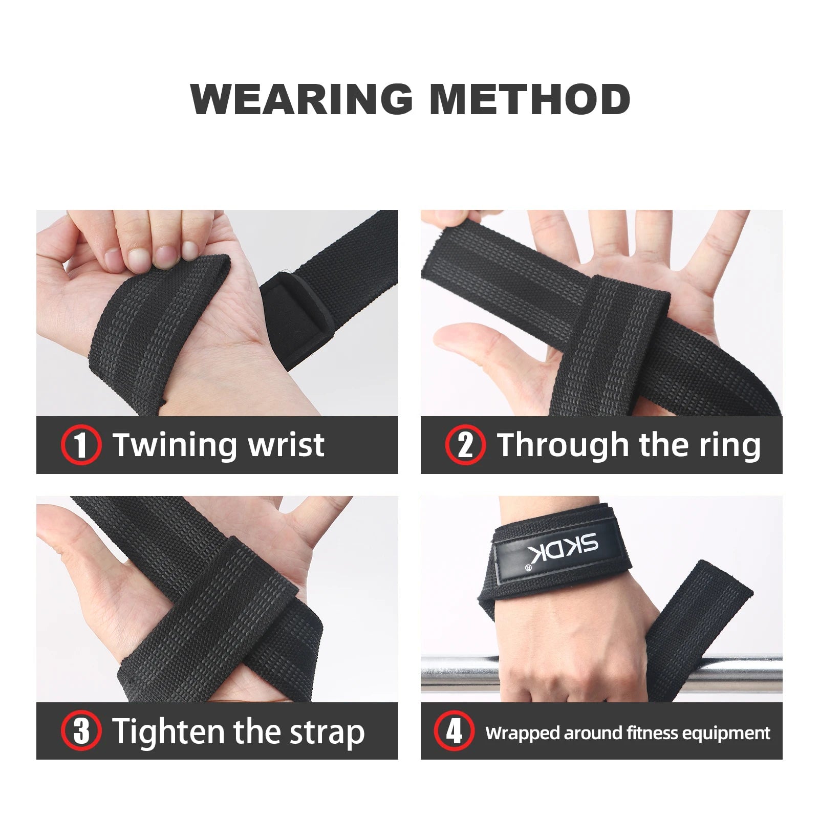 Black Latex Wrist Straps Weightlifting with Resistance Pad Non-slip Gym Wrist Wraps Exercise Fitness Wrist Wraps