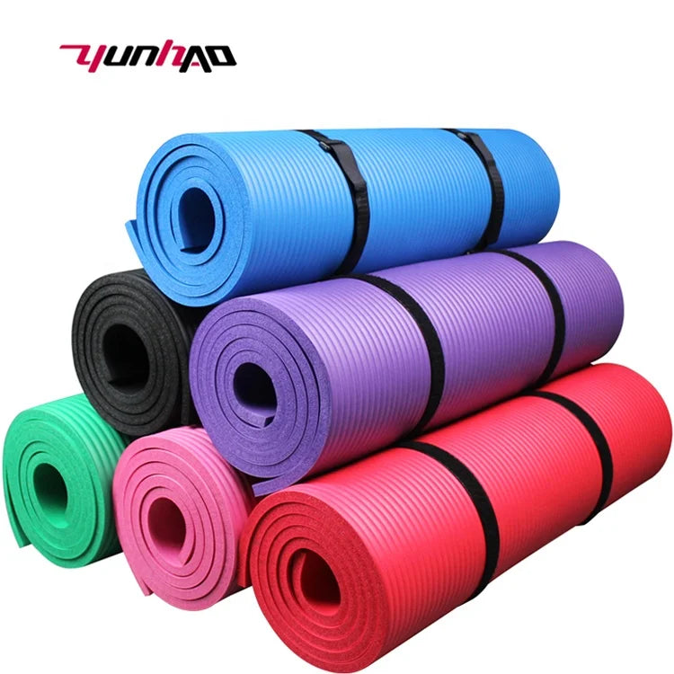 Home Fitness Training Exercise Eco Friendly Colorful NBR Yoga Mat With Yoga Strap