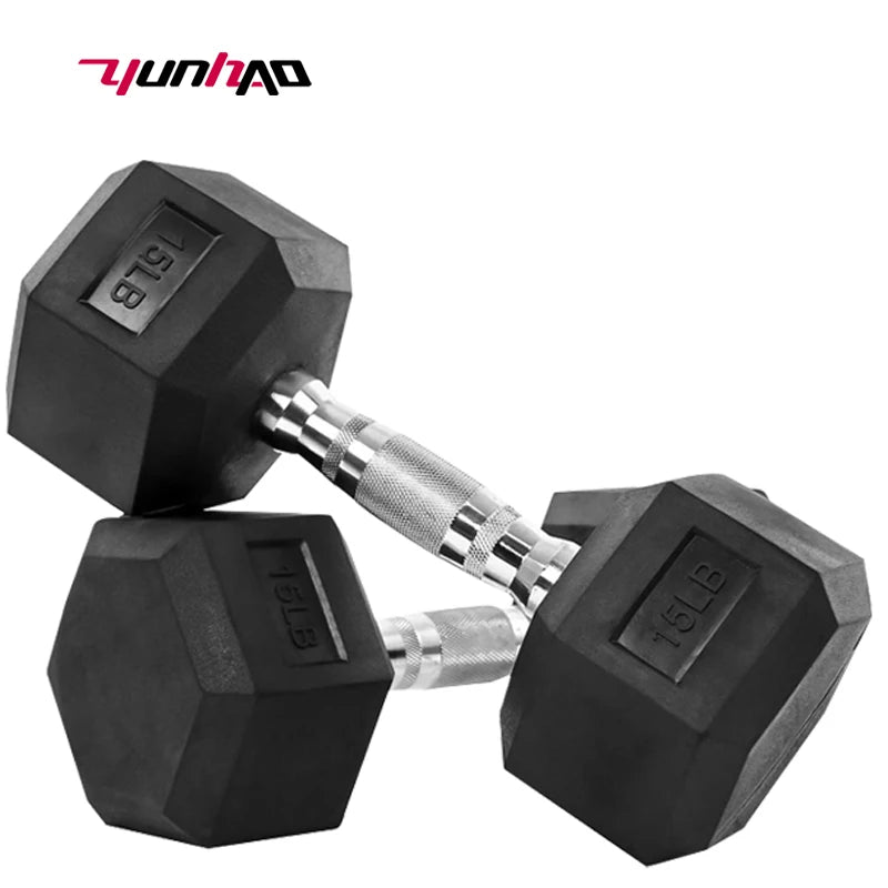 Factory Custom Wholesale Gym Fitness Equipment Rubber Hex Dumbbell