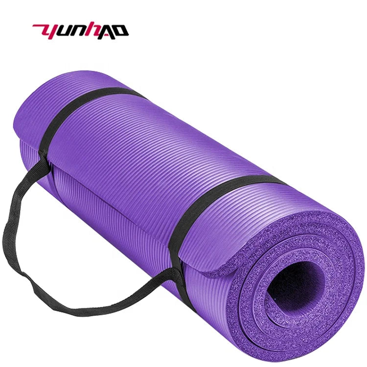 Home Fitness Training Exercise Eco Friendly Colorful NBR Yoga Mat With Yoga Strap