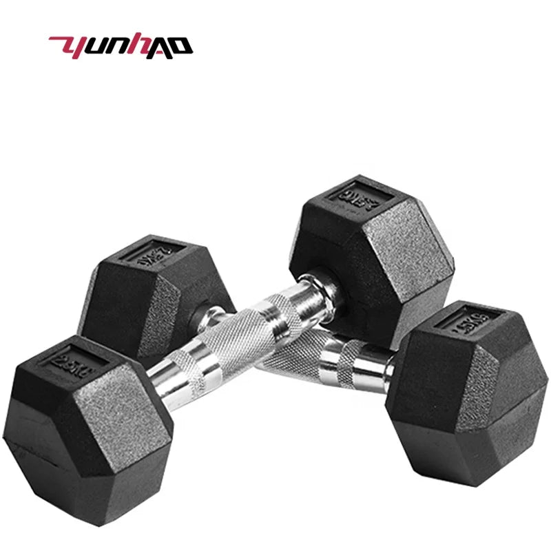 Factory Custom Wholesale Gym Fitness Equipment Rubber Hex Dumbbell