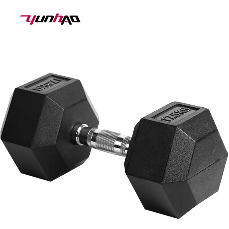 Factory Custom Wholesale Gym Fitness Equipment Rubber Hex Dumbbell