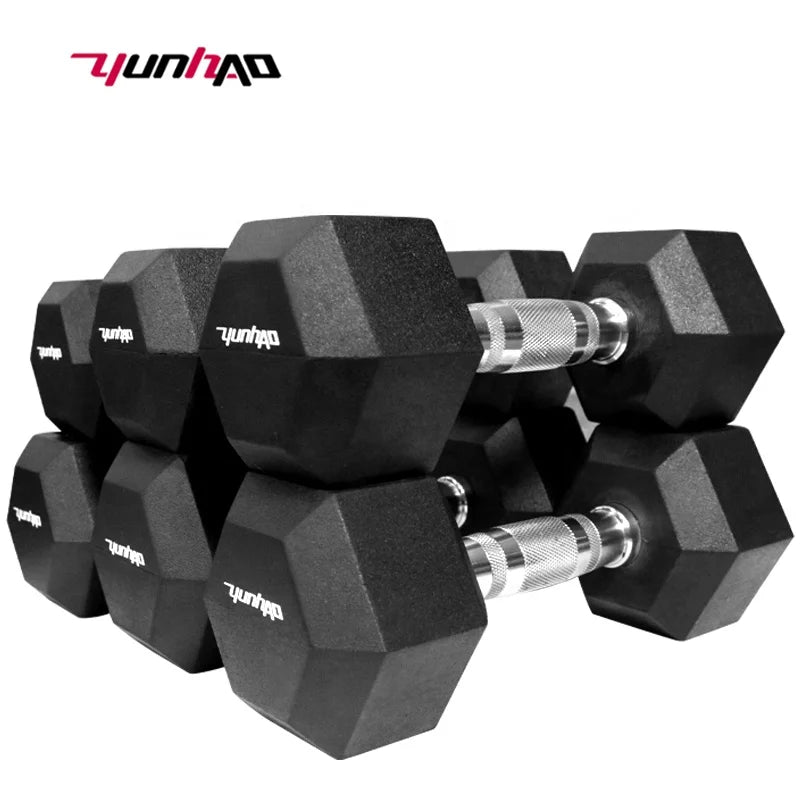 Factory Custom Wholesale Gym Fitness Equipment Rubber Hex Dumbbell