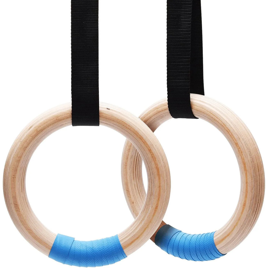 Wholesale Gym Wooden Gymnastic Rings With  Adjustable Cam Buckle