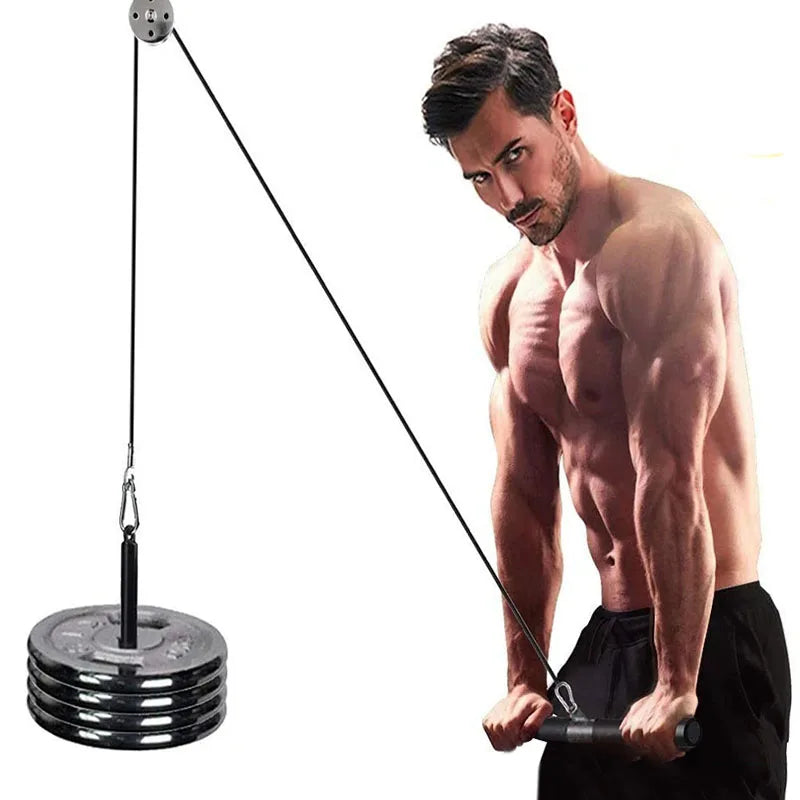 Silent Gym Cable Pulley System with Rotation Multi-Functional Stainless Steel DIY Home Gym Equipment for Biceps Triceps Training