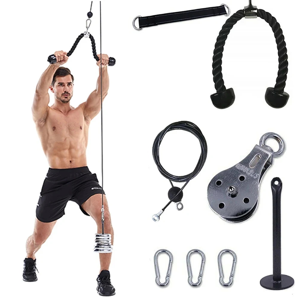 Silent Gym Cable Pulley System with Rotation Multi-Functional Stainless Steel DIY Home Gym Equipment for Biceps Triceps Training