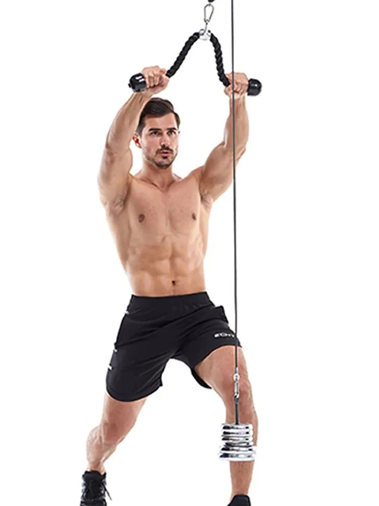 Silent Gym Cable Pulley System with Rotation Multi-Functional Stainless Steel DIY Home Gym Equipment for Biceps Triceps Training