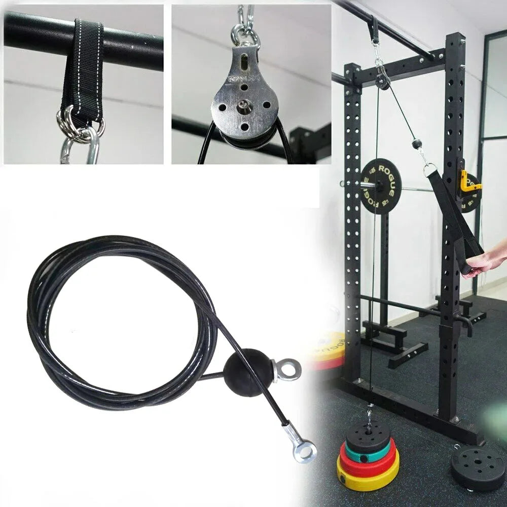 Silent Gym Cable Pulley System with Rotation Multi-Functional Stainless Steel DIY Home Gym Equipment for Biceps Triceps Training