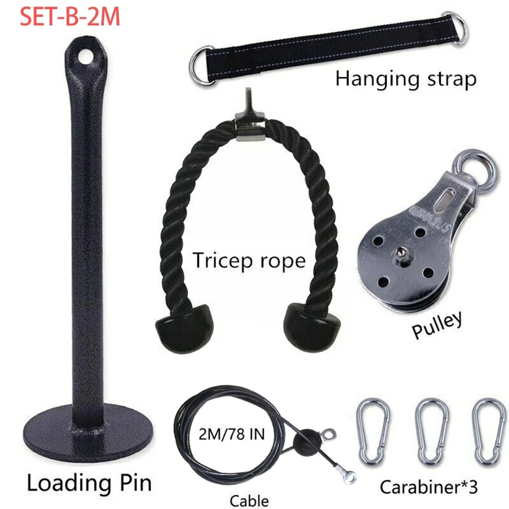 Silent Gym Cable Pulley System with Rotation Multi-Functional Stainless Steel DIY Home Gym Equipment for Biceps Triceps Training