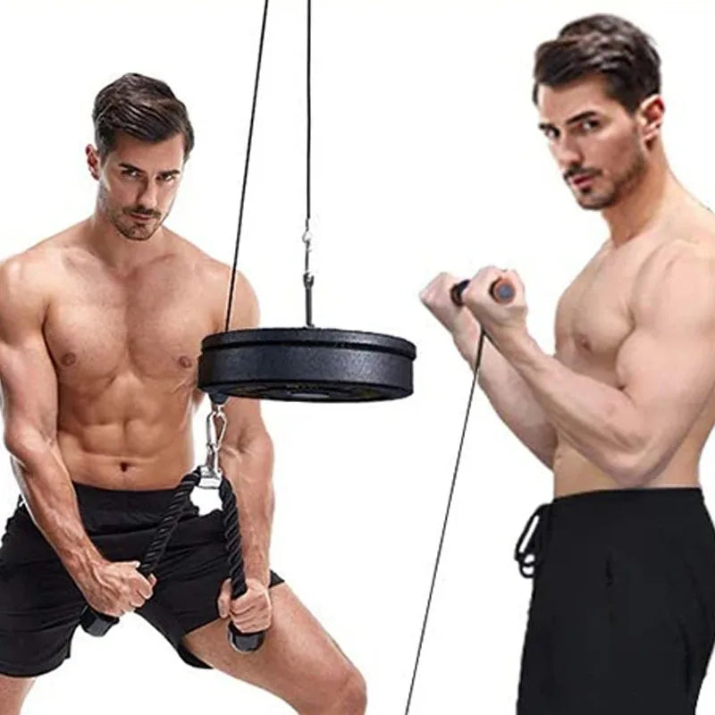 Silent Gym Cable Pulley System with Rotation Multi-Functional Stainless Steel DIY Home Gym Equipment for Biceps Triceps Training