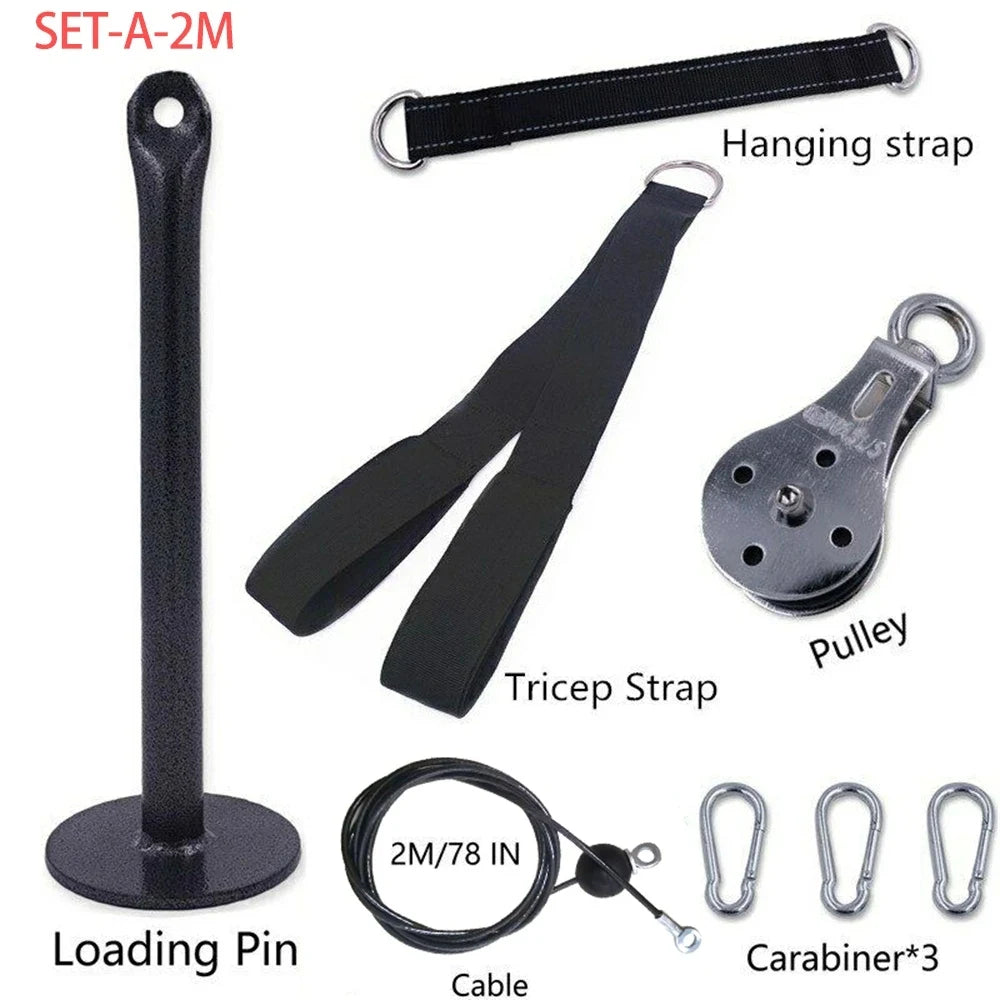 Silent Gym Cable Pulley System with Rotation Multi-Functional Stainless Steel DIY Home Gym Equipment for Biceps Triceps Training