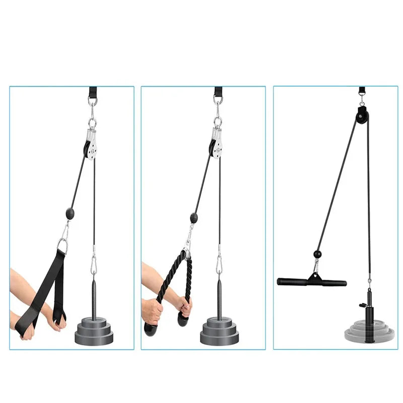 Silent Gym Cable Pulley System with Rotation Multi-Functional Stainless Steel DIY Home Gym Equipment for Biceps Triceps Training