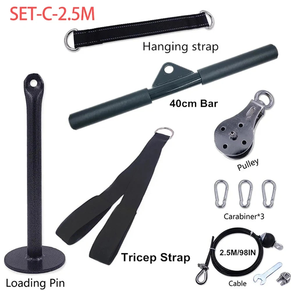 Silent Gym Cable Pulley System with Rotation Multi-Functional Stainless Steel DIY Home Gym Equipment for Biceps Triceps Training