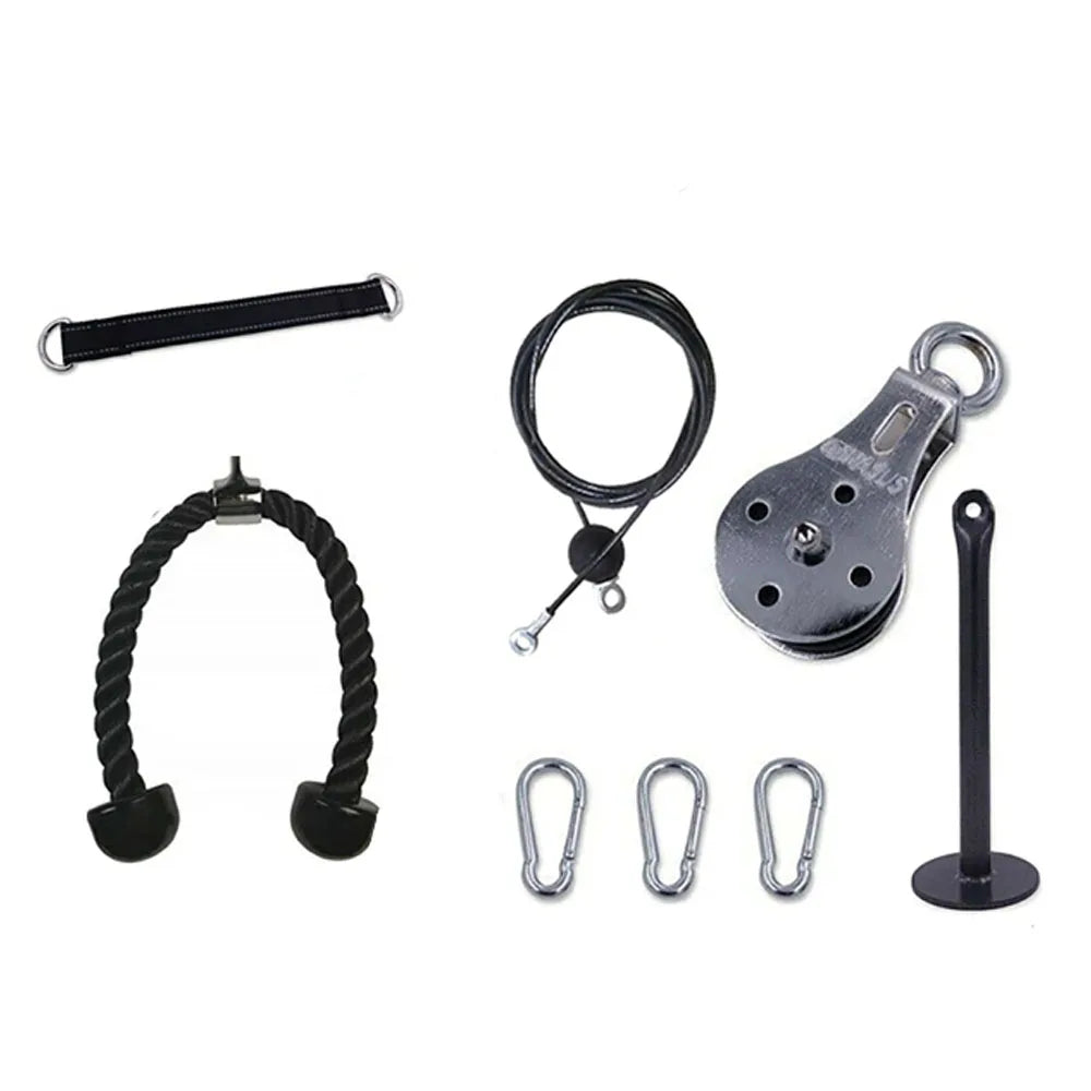 Silent Gym Cable Pulley System with Rotation Multi-Functional Stainless Steel DIY Home Gym Equipment for Biceps Triceps Training